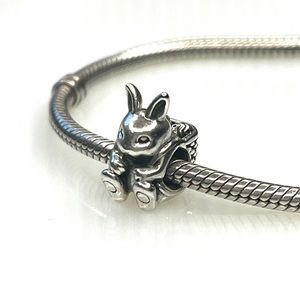 Pandora Silver Easter Bunny Rabbit Charm 791121 Retired